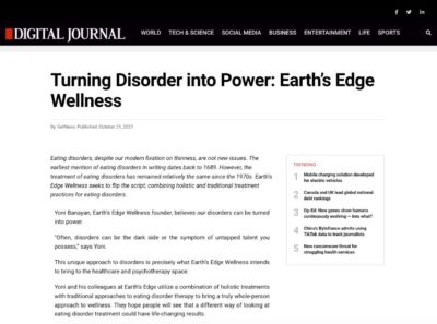 Screenshot of an article titled: Turning Disorder into Power: Earth’s Edge Wellness